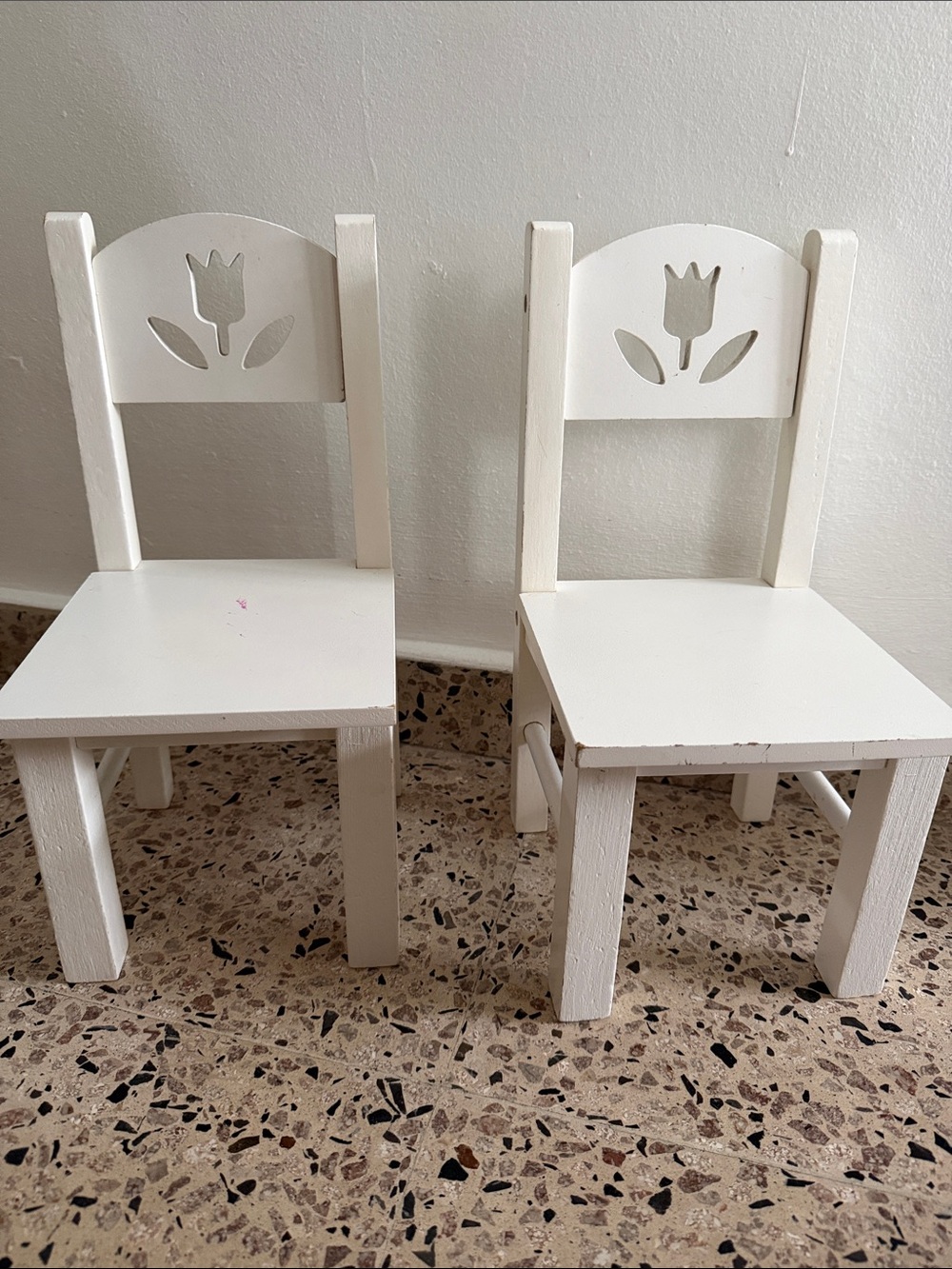 American Girl - Wellie Wishers Set of 2 White Tulip Kids' Wooden Chairs